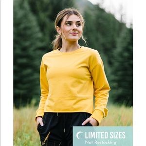 Zyia Active Mustard cutoff crew sweatshirt